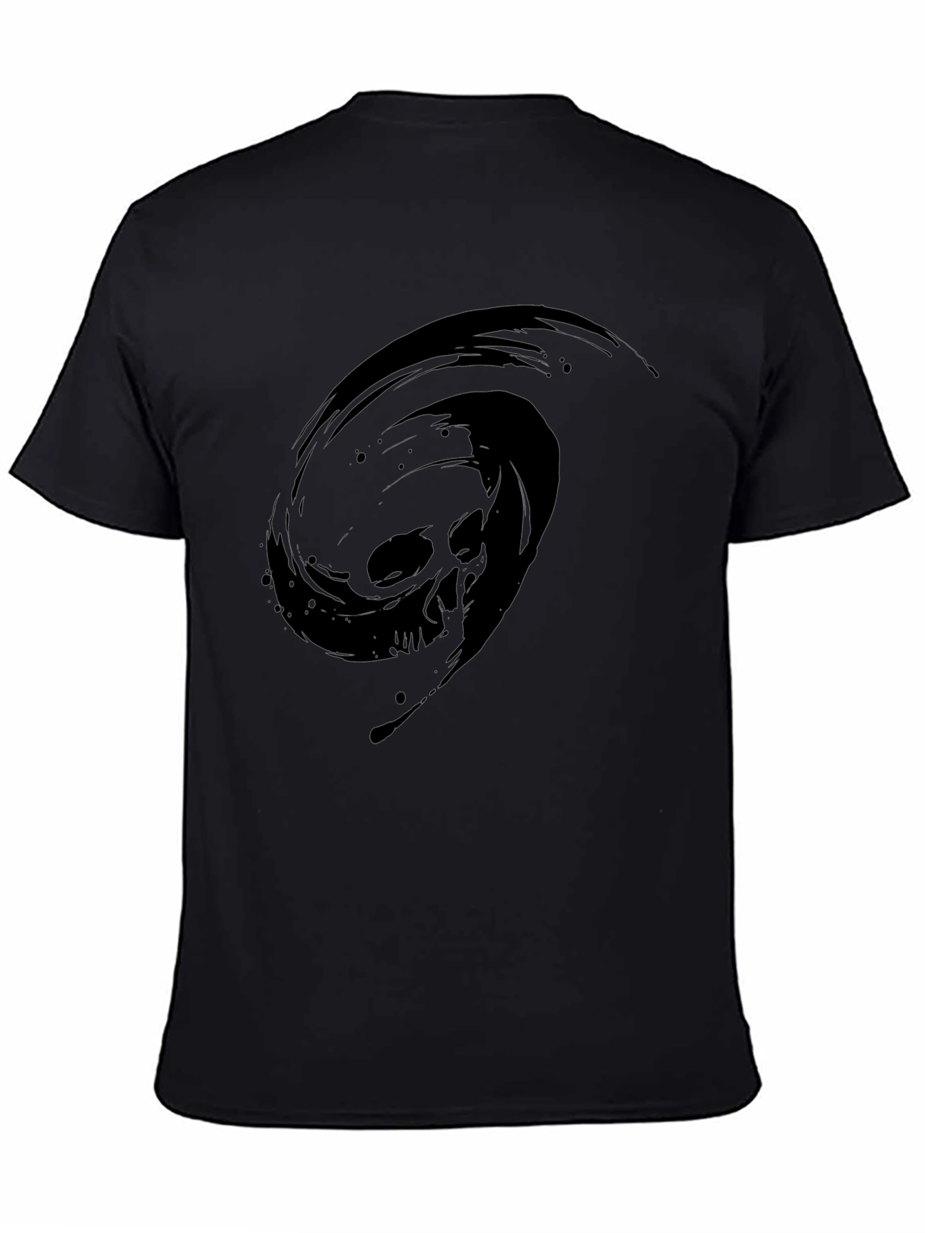 Black T-Shirt with Skull Vortex Design