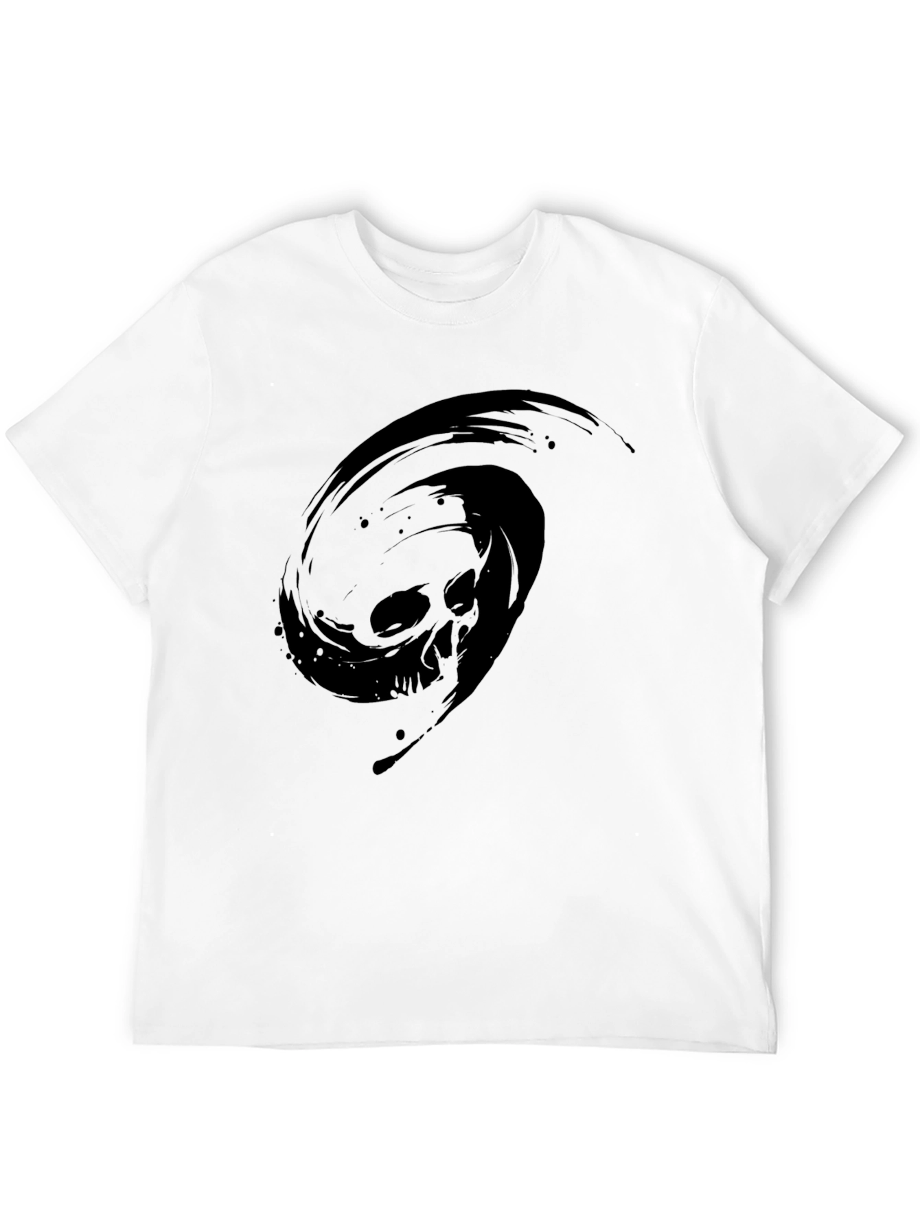 Black T-Shirt with Skull Vortex Design