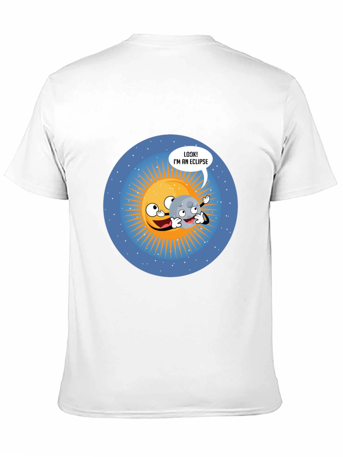 Funny Eclipse Cartoon Graphic Black T-Shirt