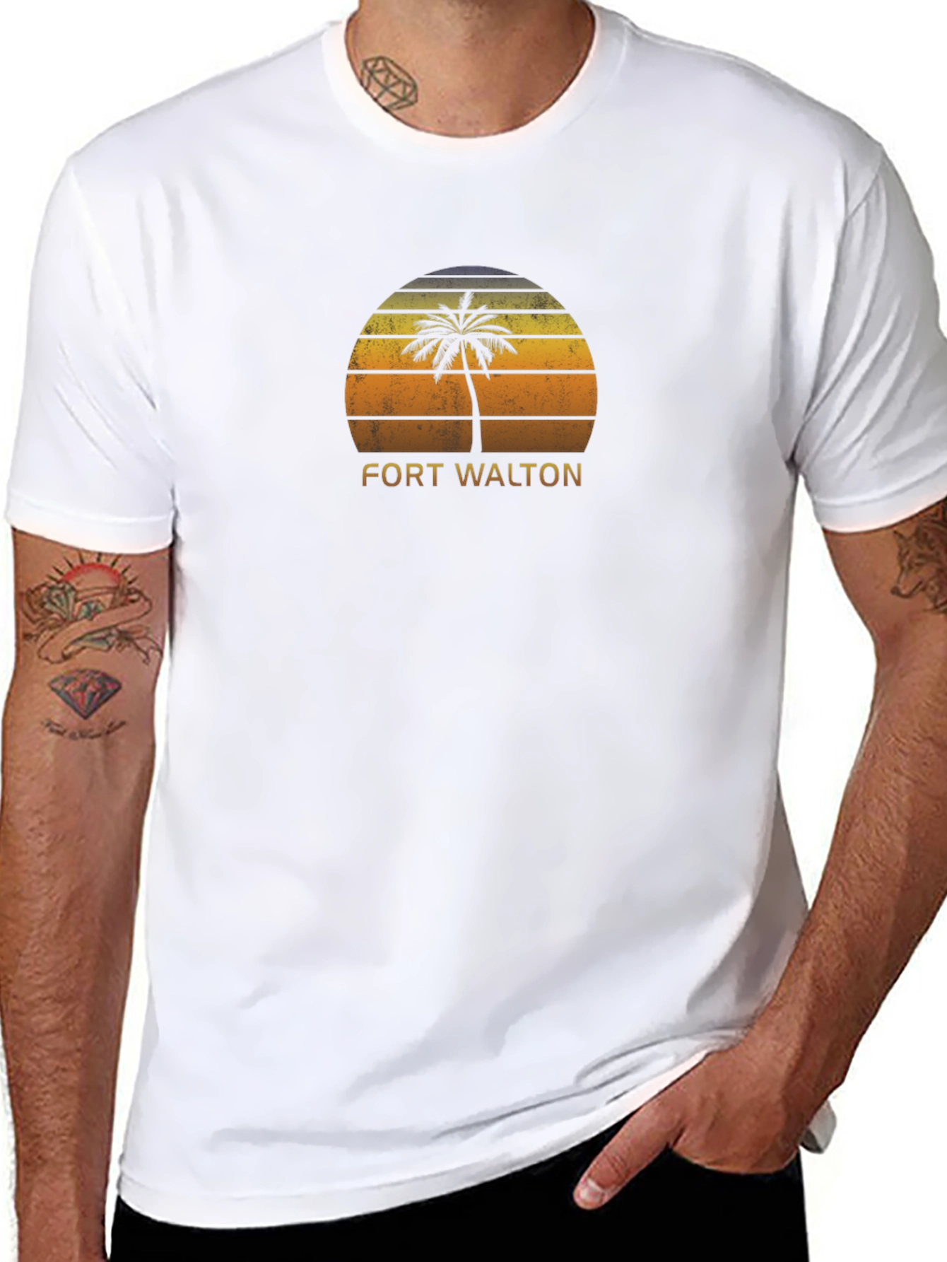 Fort Walton Beach Palm Tree Sunset T-Shirt