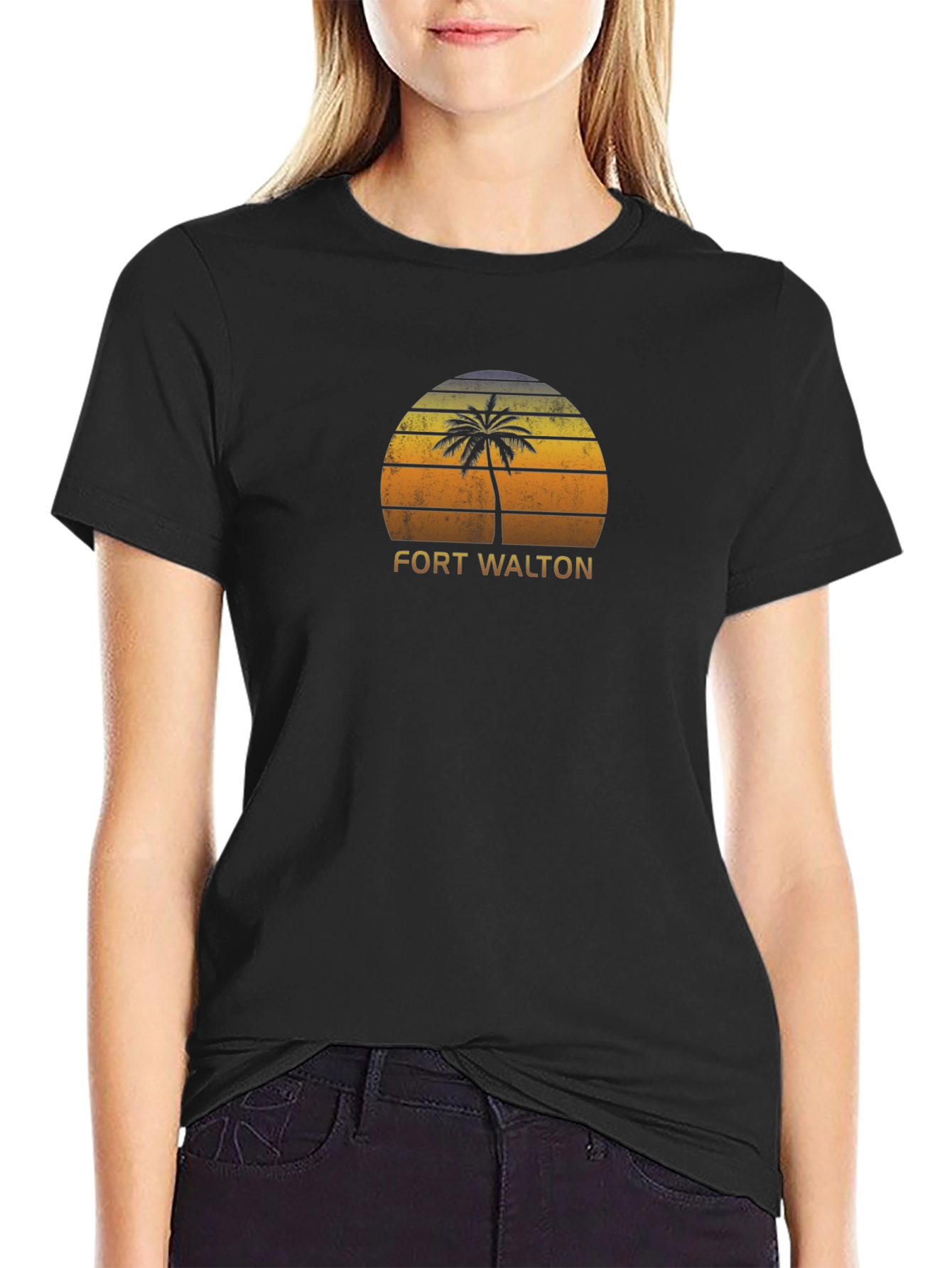 Fort Walton Beach Palm Tree Sunset T-Shirt