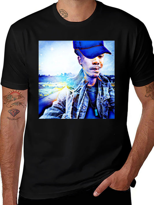 Unique Graphic Tee - Artistic Man Portrait