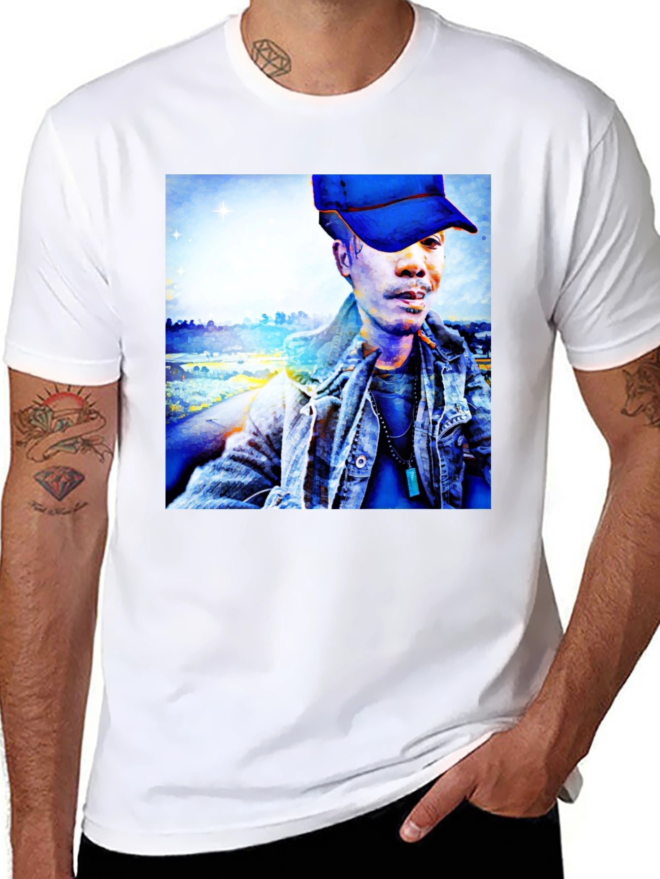 Unique Graphic Tee - Artistic Man Portrait