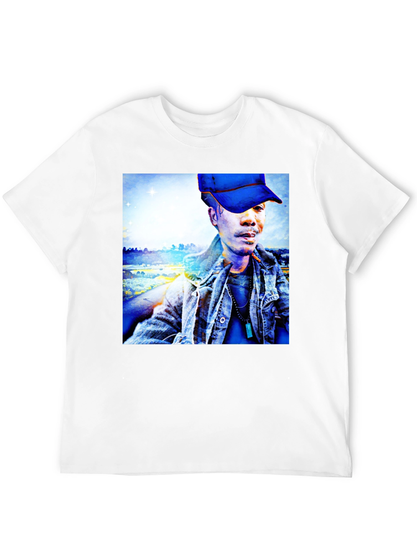 Unique Graphic Tee - Artistic Man Portrait
