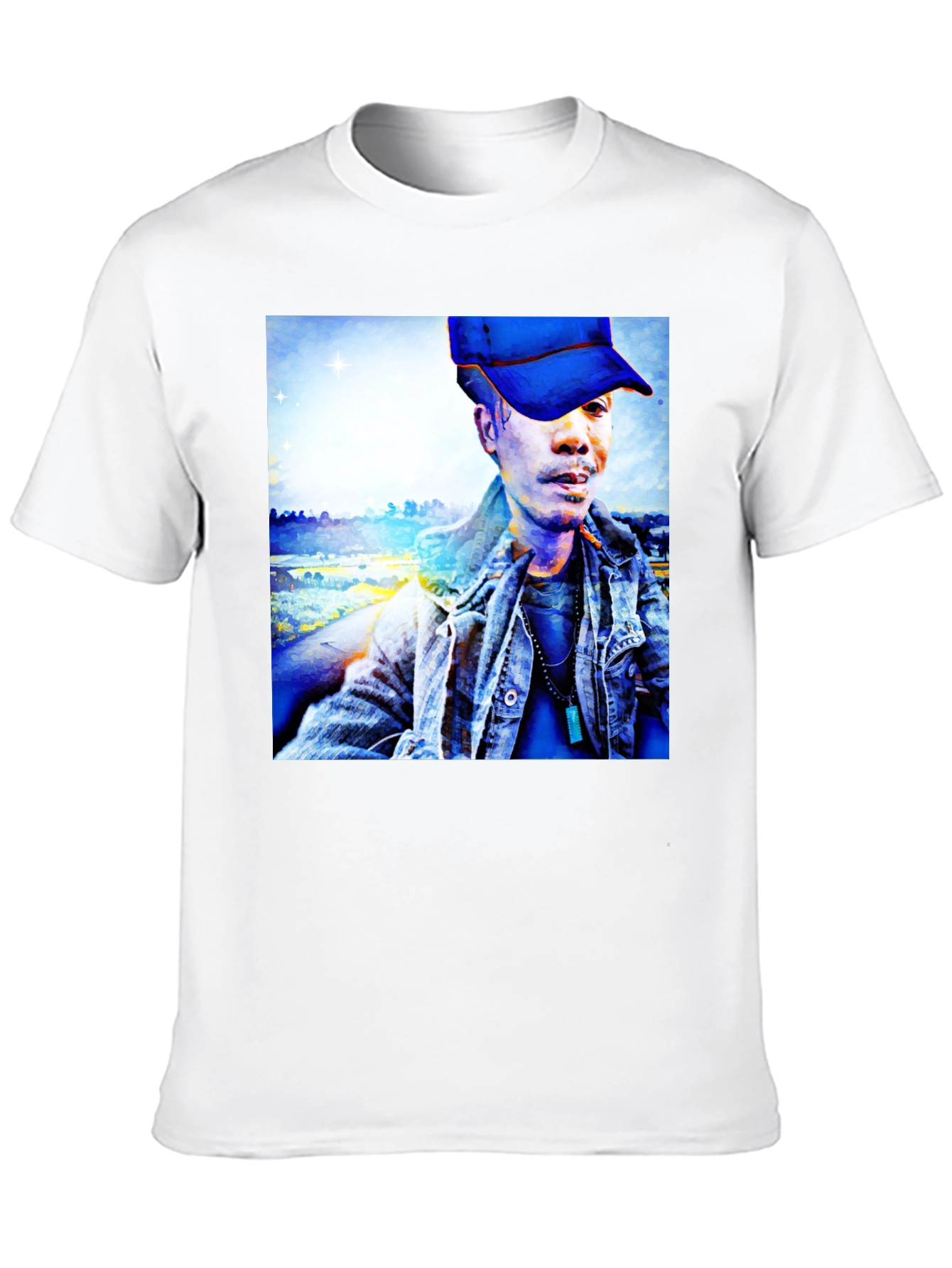 Unique Graphic Tee - Artistic Man Portrait