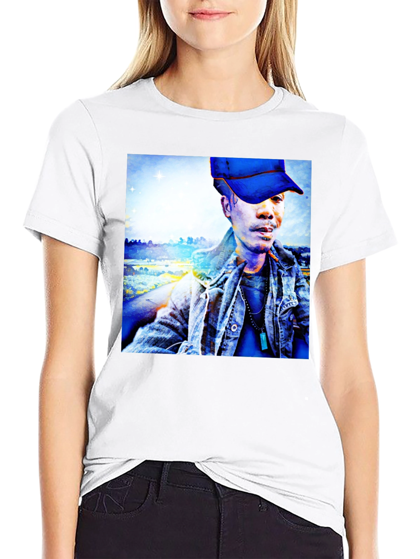 Unique Graphic Tee - Artistic Man Portrait