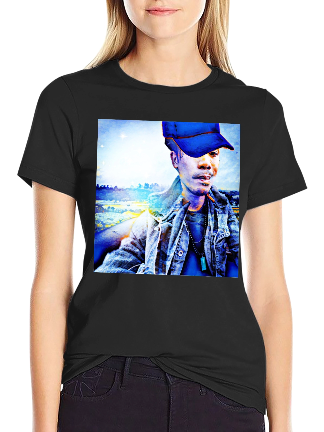 Unique Graphic Tee - Artistic Man Portrait