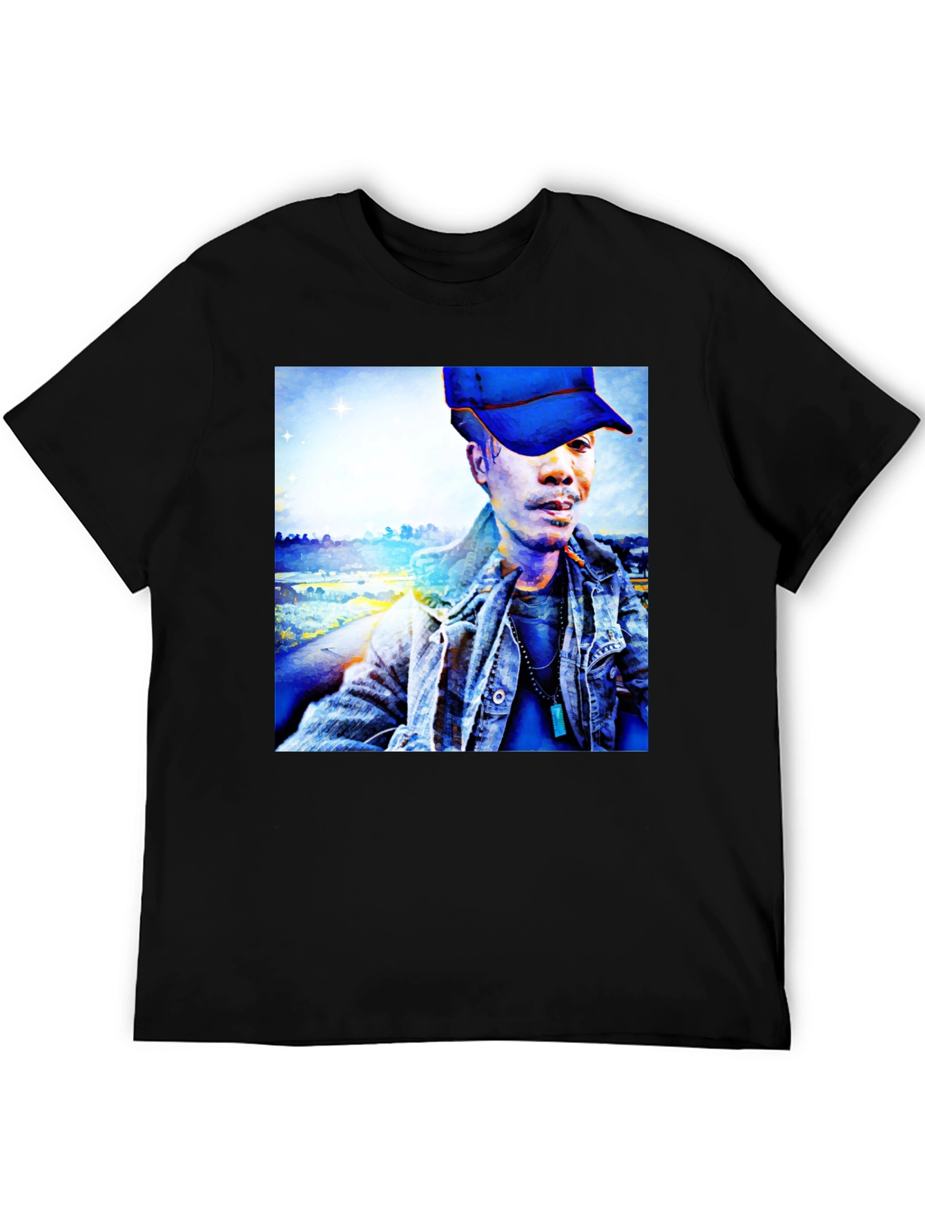 Unique Graphic Tee - Artistic Man Portrait