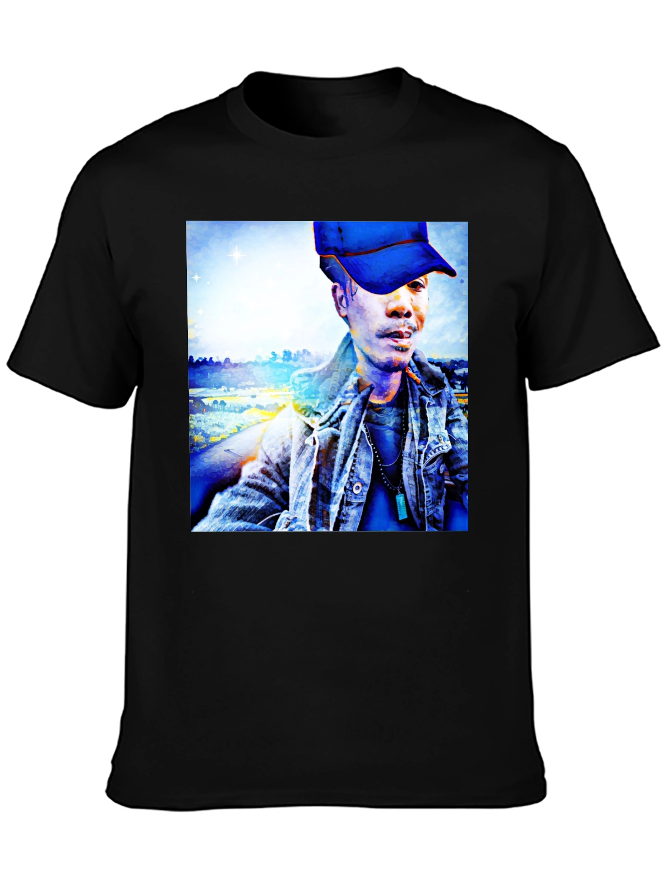 Unique Graphic Tee - Artistic Man Portrait