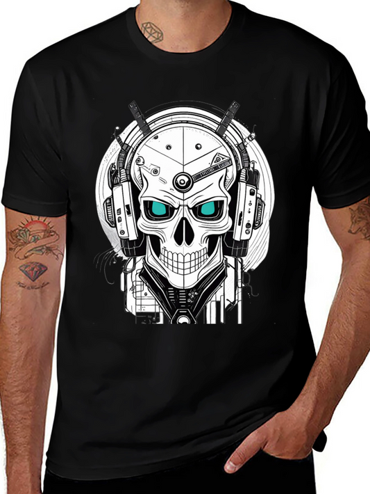 Cyber Skull Graphic Tee - Unique Design