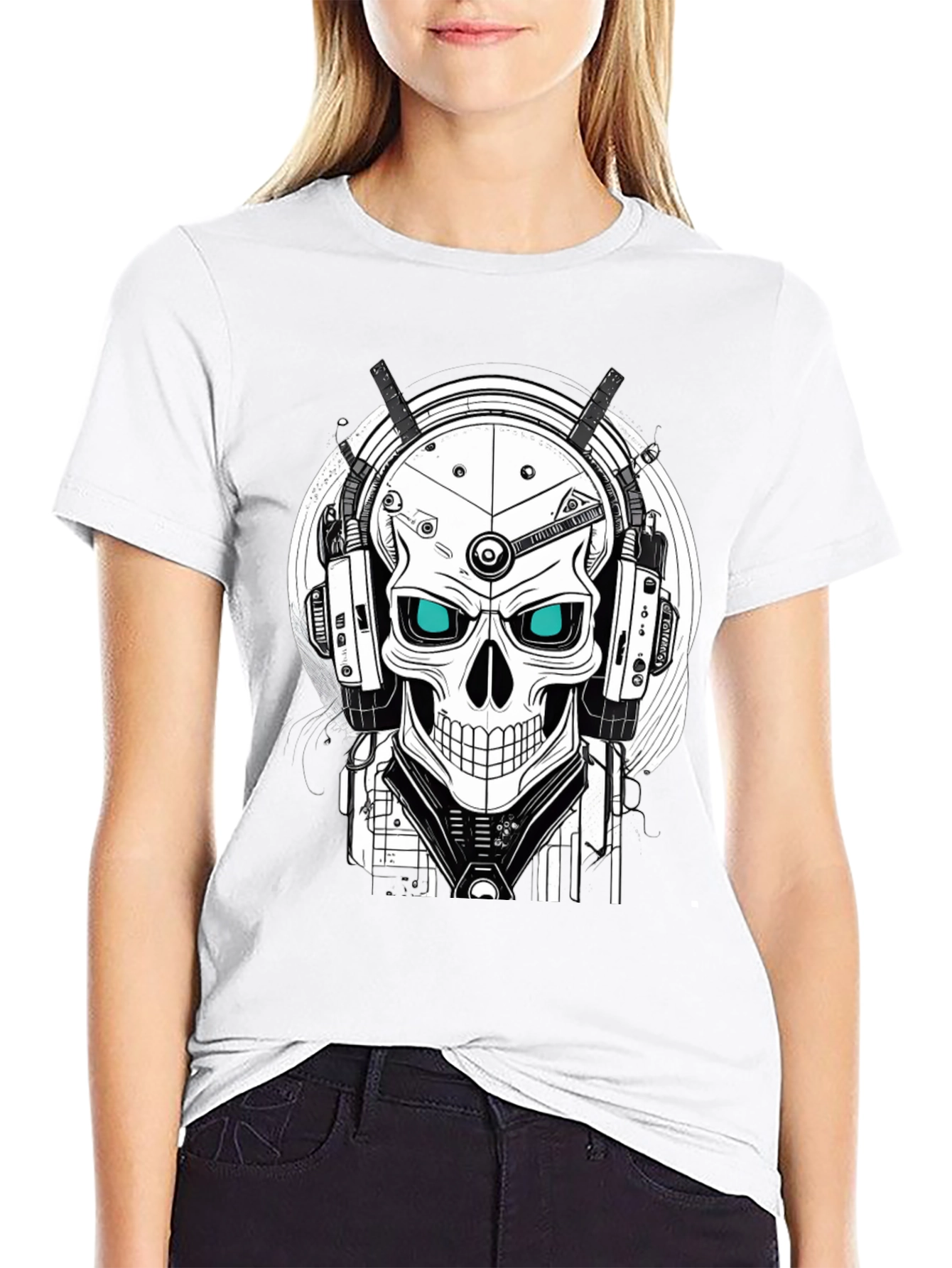 Cyber Skull Graphic Tee - Unique Design