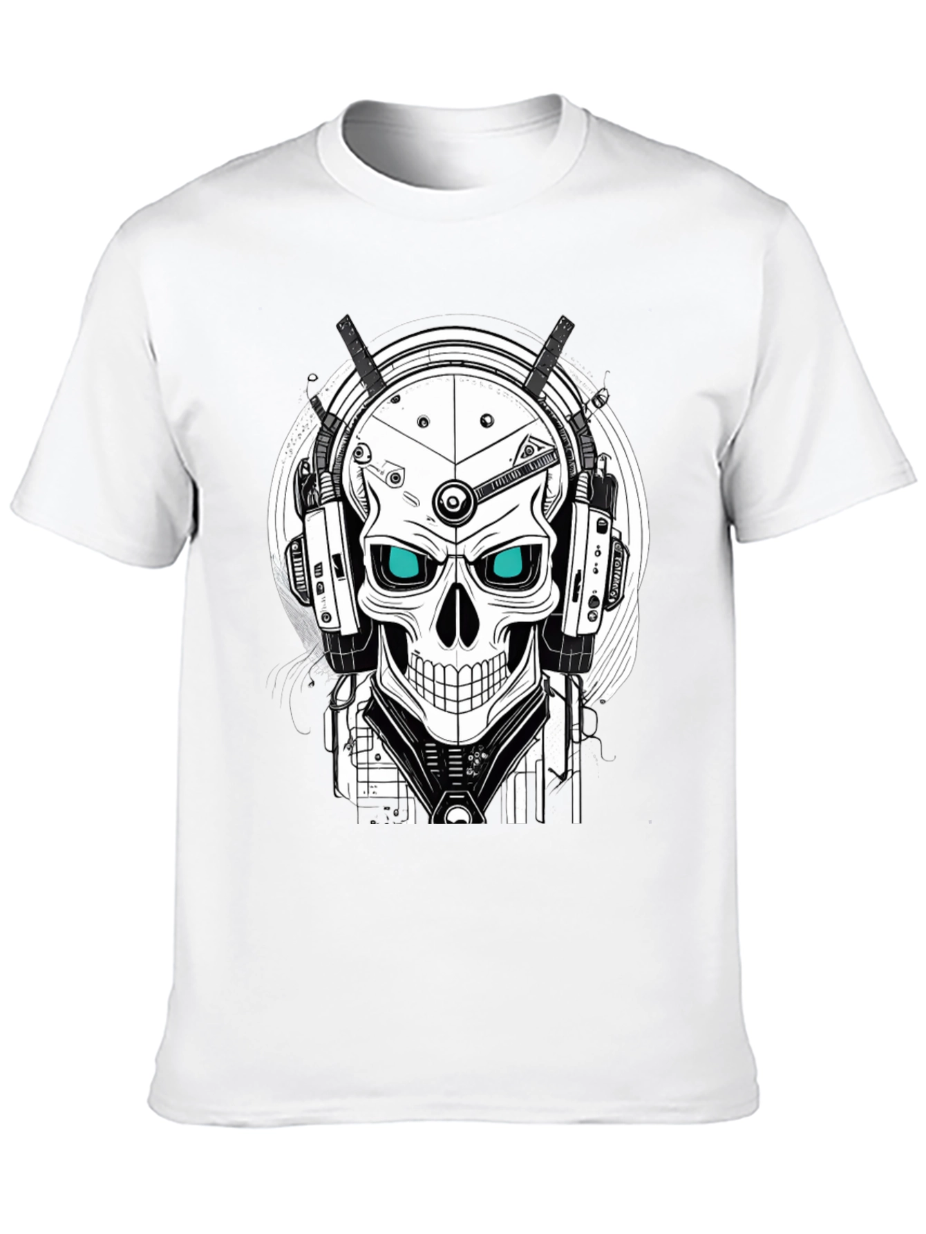 Cyber Skull Graphic Tee - Unique Design