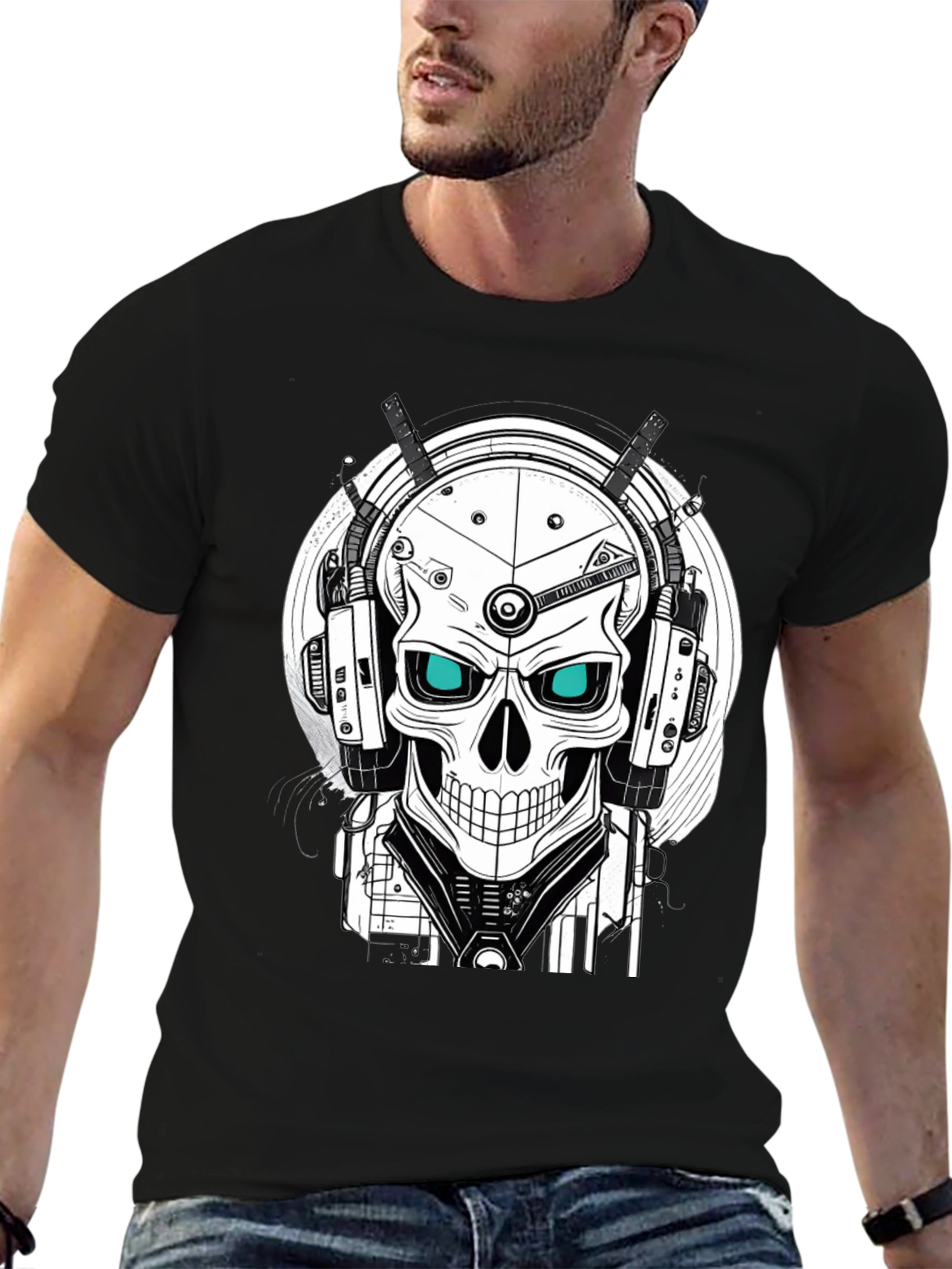 Cyber Skull Graphic Tee - Unique Design