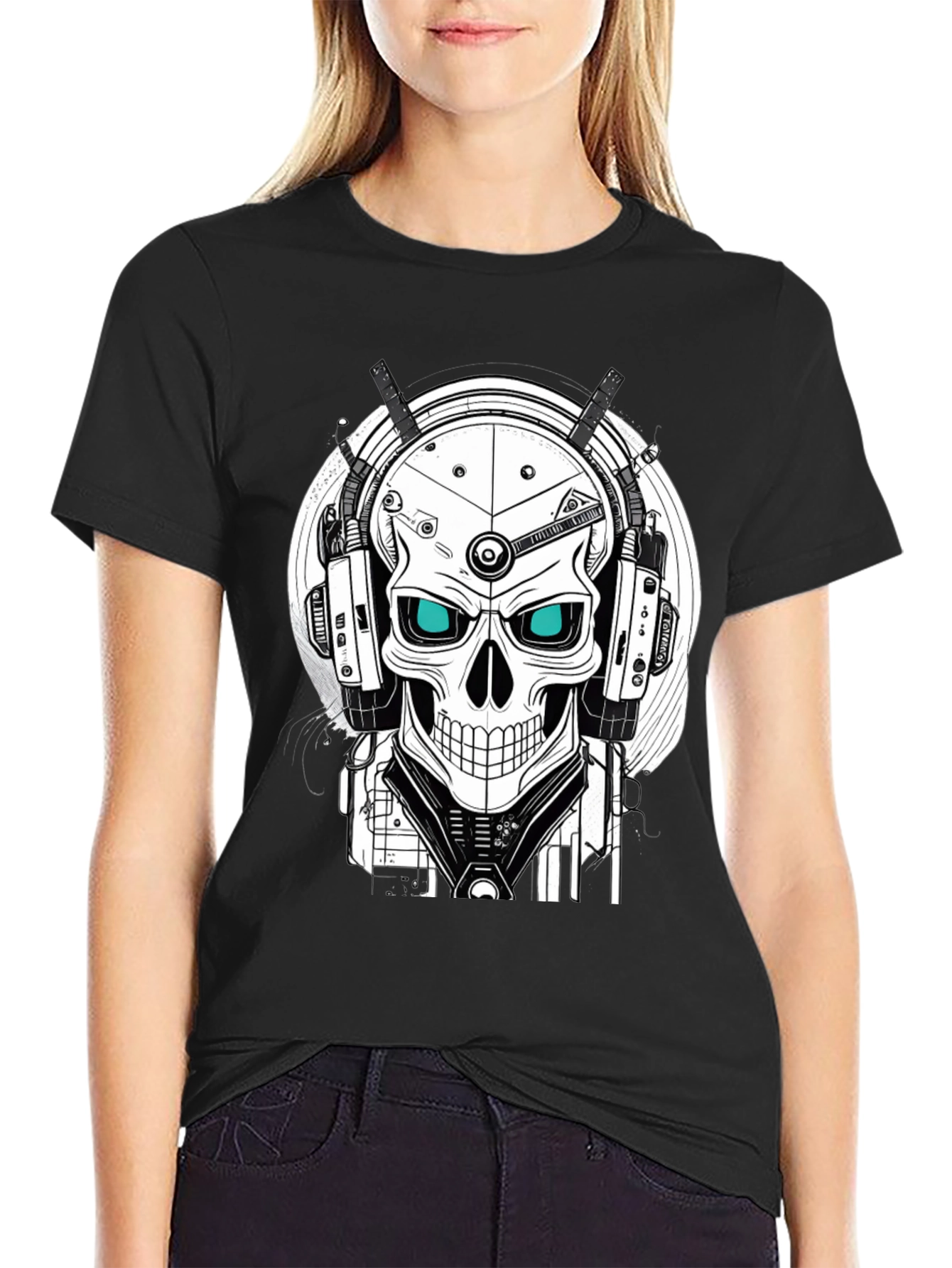 Cyber Skull Graphic Tee - Unique Design