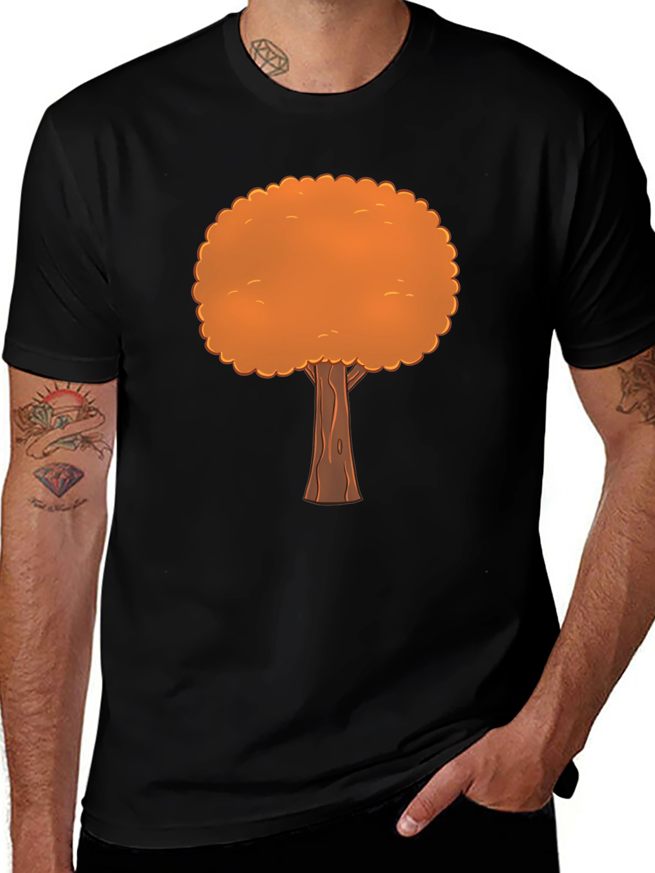 Fall Tree Graphic Tee - Black Cotton T-Shirt