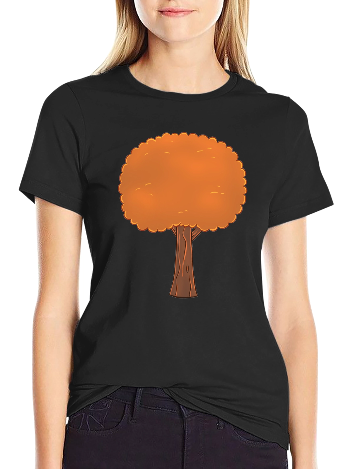 Fall Tree Graphic Tee - Black Cotton T-Shirt
