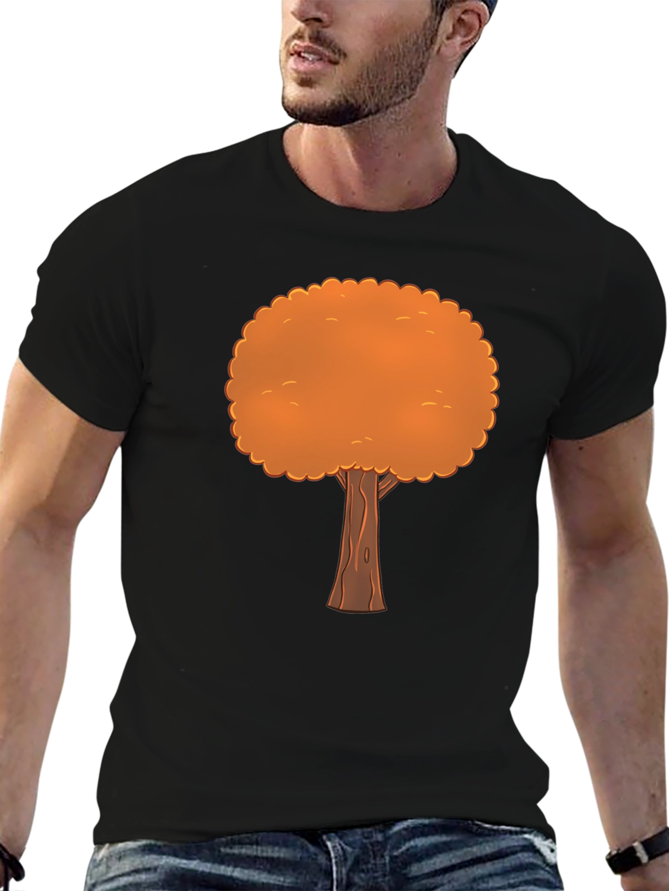 Fall Tree Graphic Tee - Black Cotton T-Shirt