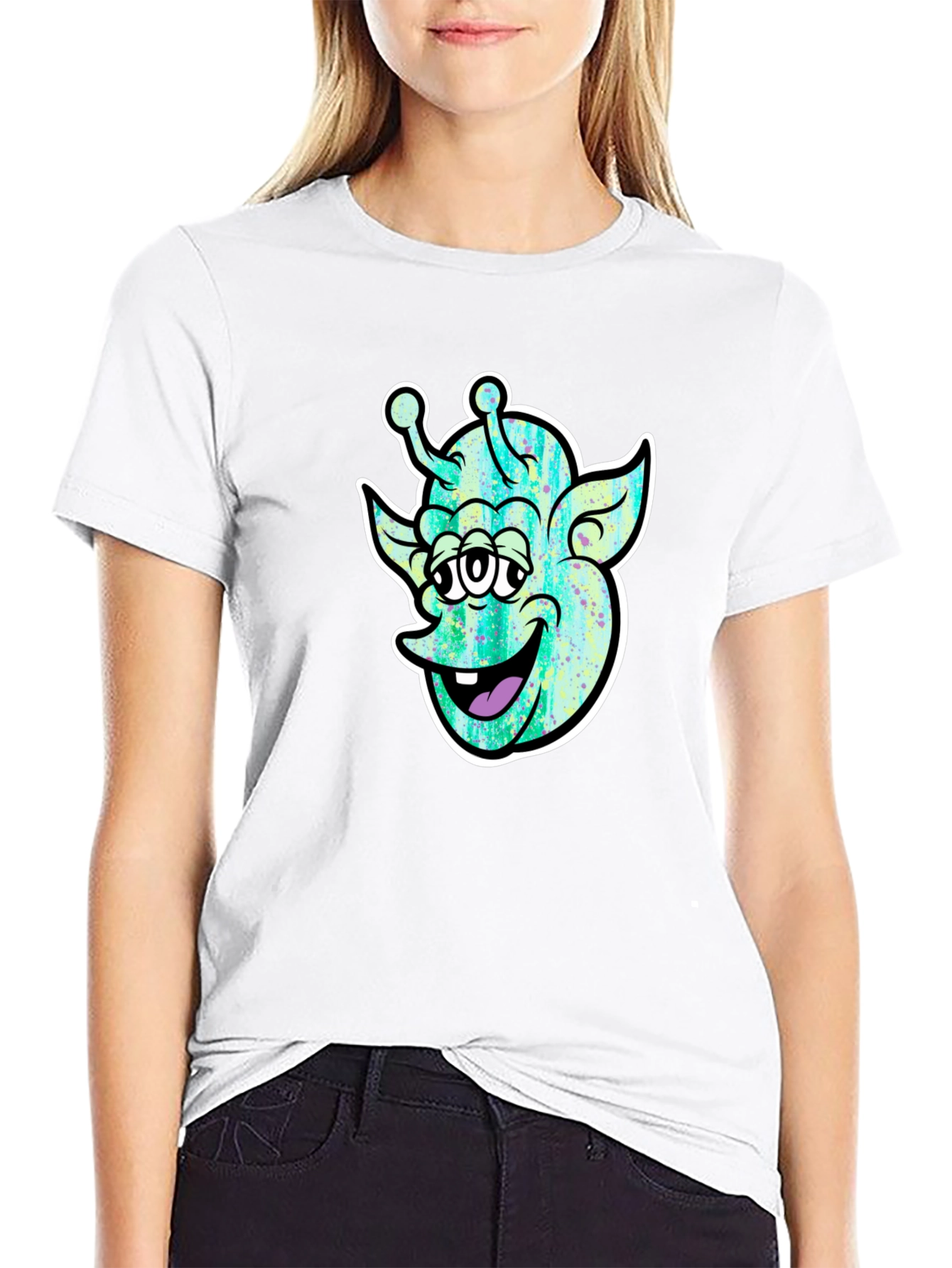 Funky Alien Graphic Black T-Shirt