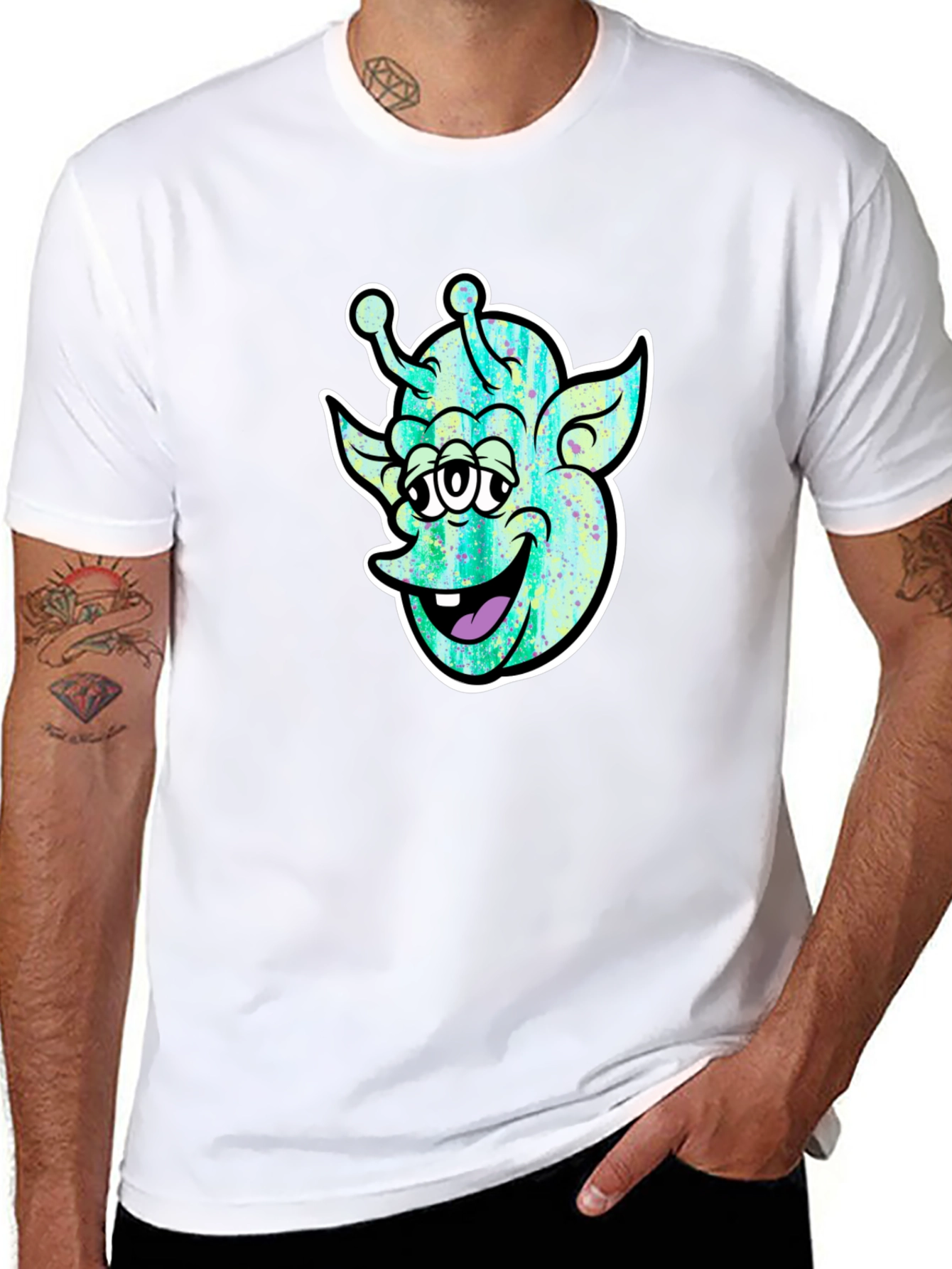 Funky Alien Graphic Black T-Shirt