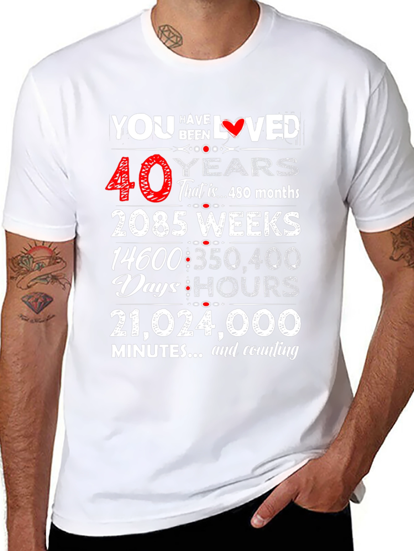 40 Years Loved T-Shirt - Birthday Gift