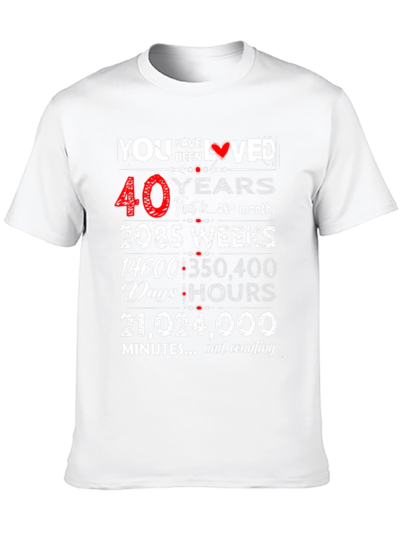 40 Years Loved T-Shirt - Birthday Gift