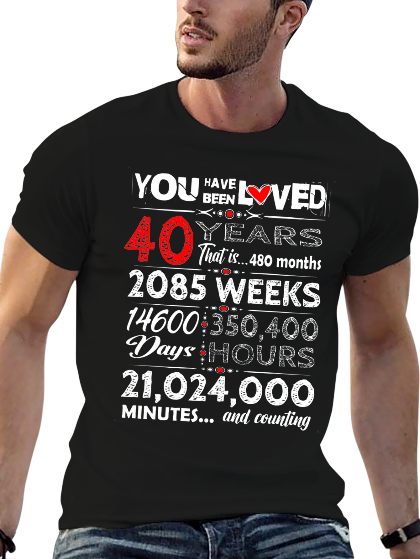 40 Years Loved T-Shirt - Birthday Gift
