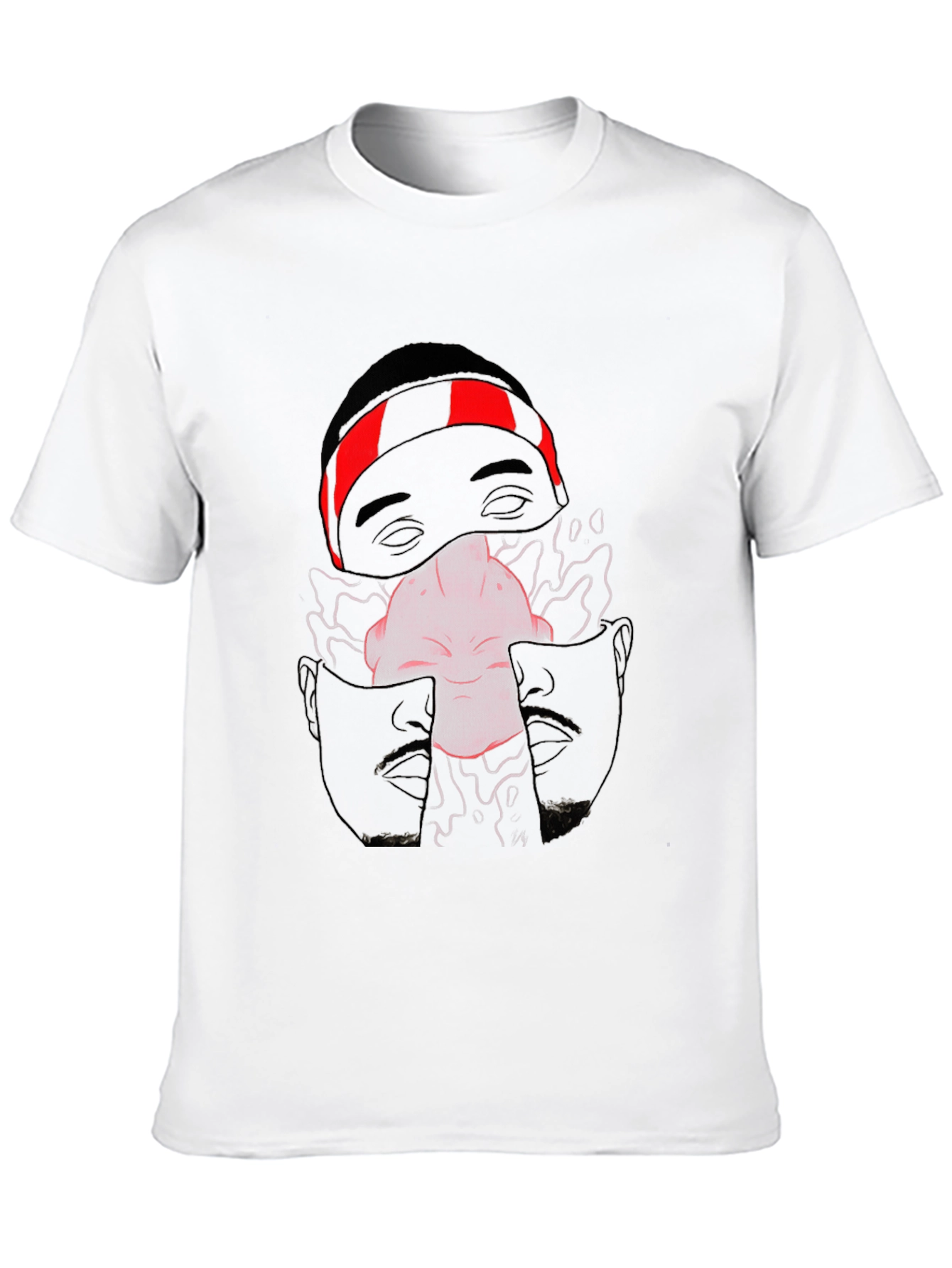 Unique Graphic Print Crew Neck Tee - Black