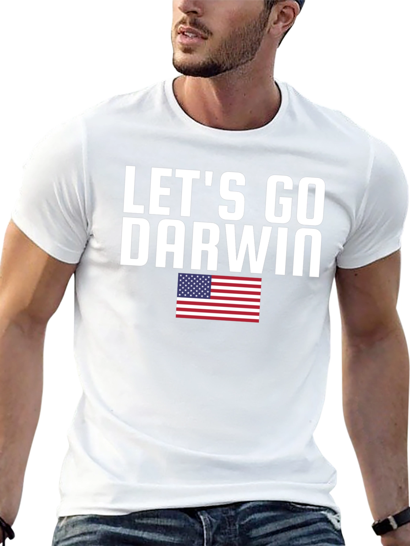 Lets Go Darwin T-Shirt American Flag Black