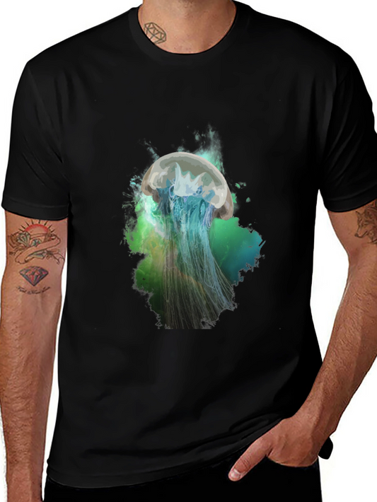 Jellyfish Graphic Print T-Shirt - Black