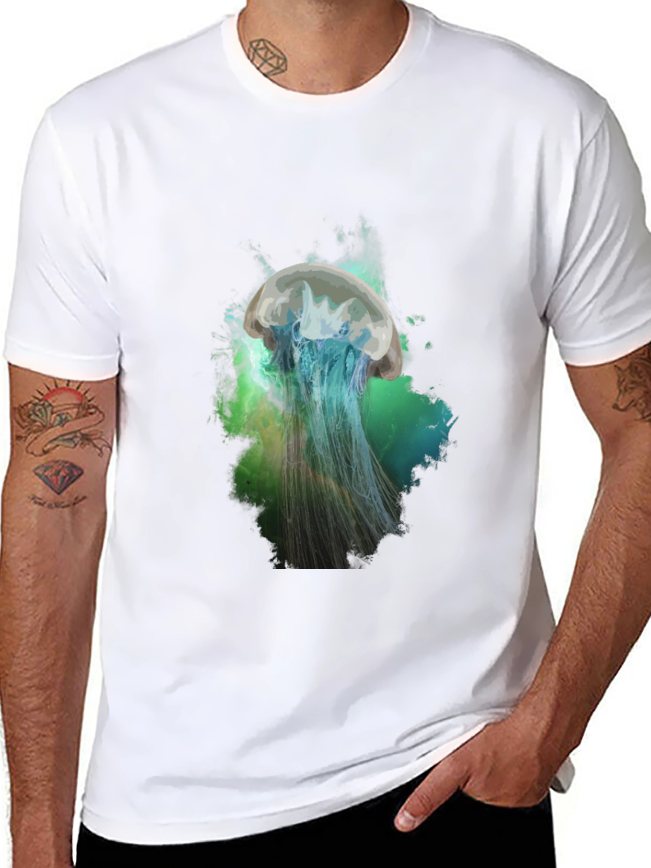 Jellyfish Graphic Print T-Shirt - Black