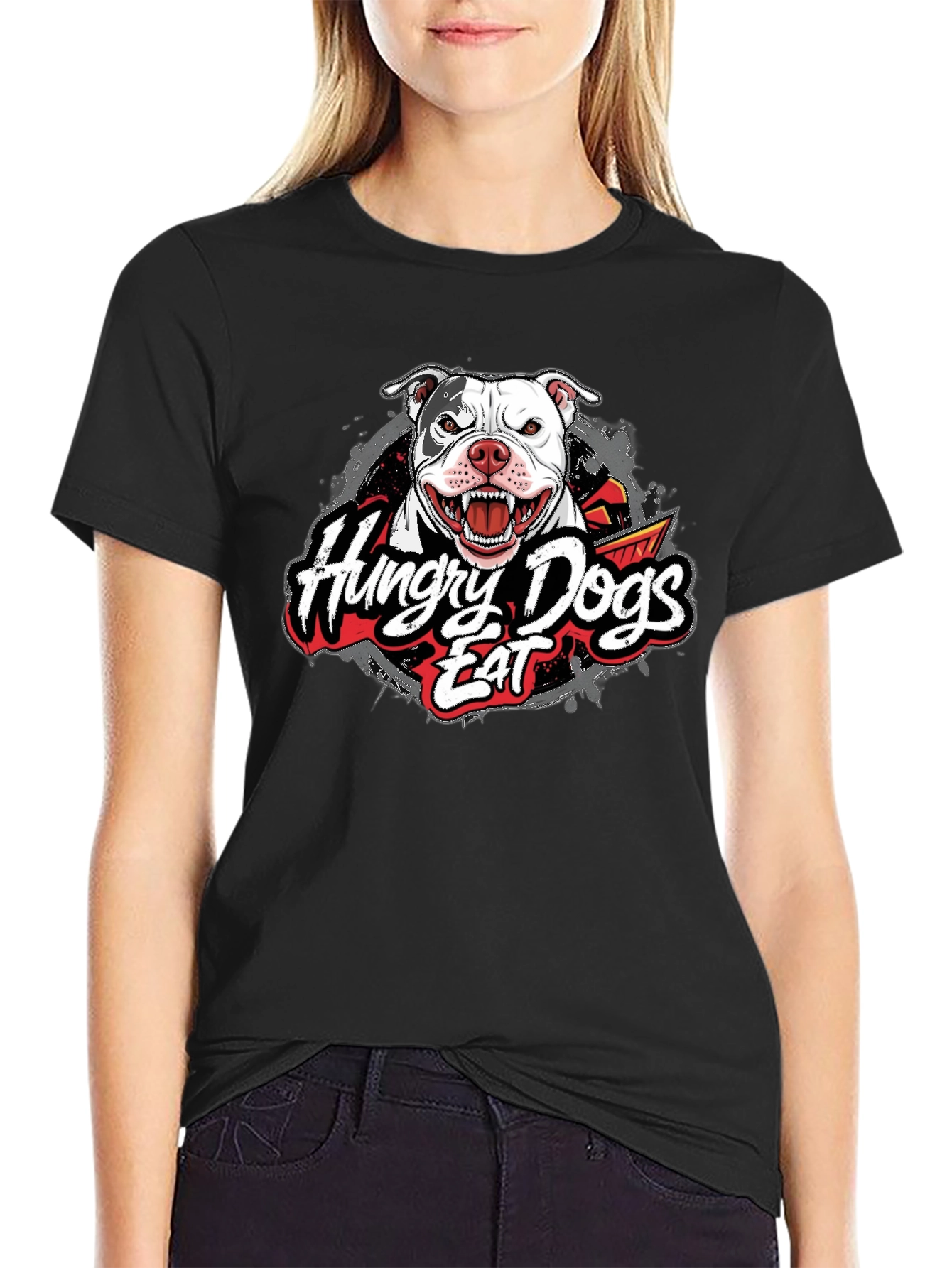 Hungry Dogs Eat Graphic Print Tee
