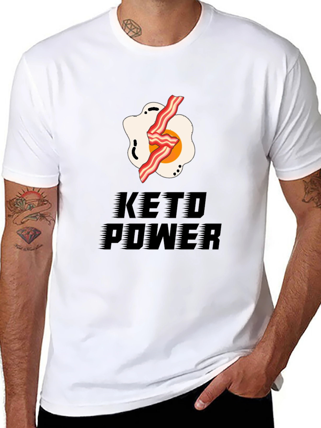 Keto Power T-Shirt - Bacon & Egg Design