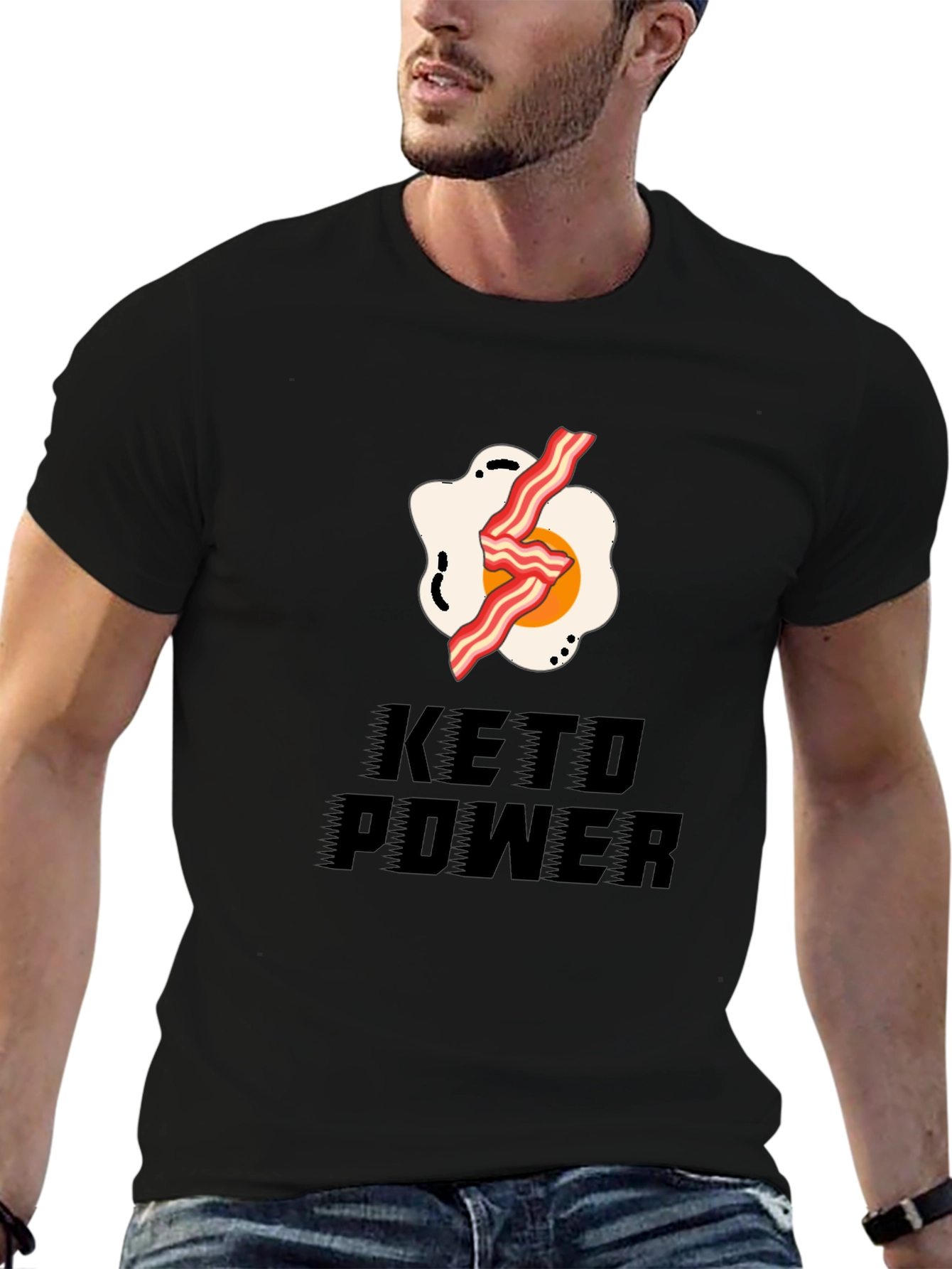 Keto Power T-Shirt - Bacon & Egg Design