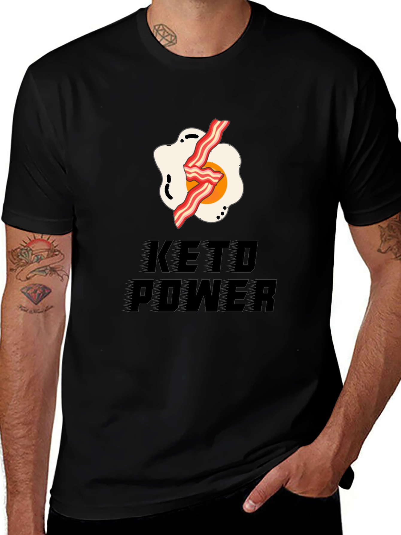 Keto Power T-Shirt - Bacon & Egg Design