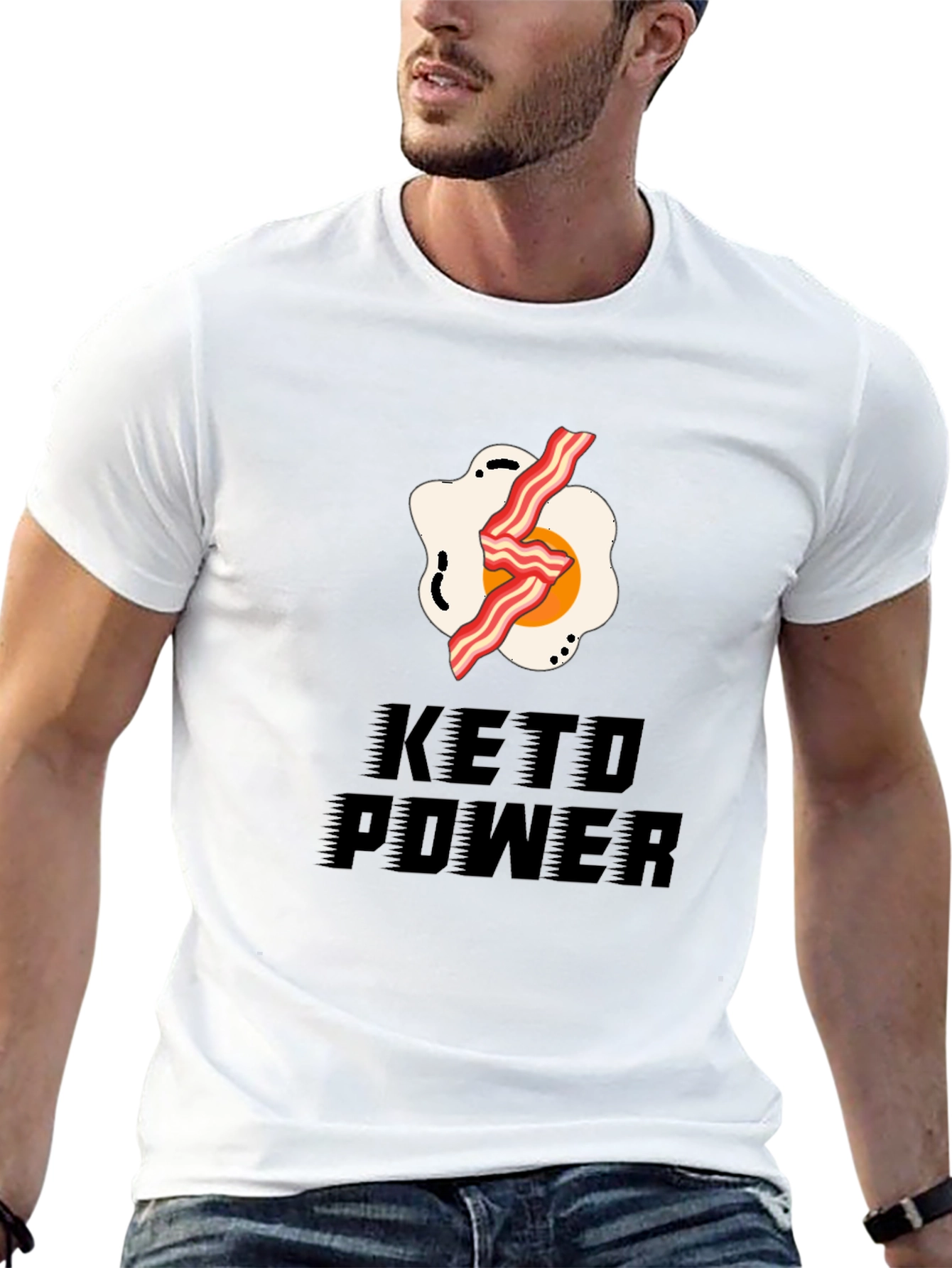 Keto Power T-Shirt - Bacon & Egg Design