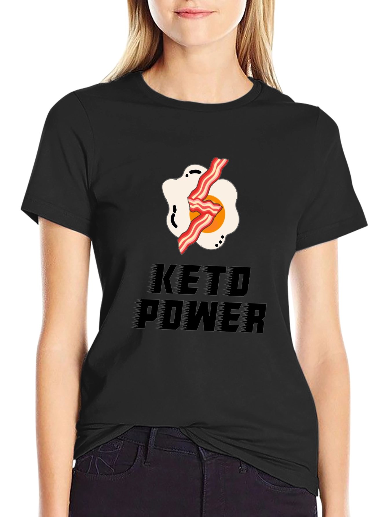 Keto Power T-Shirt - Bacon & Egg Design