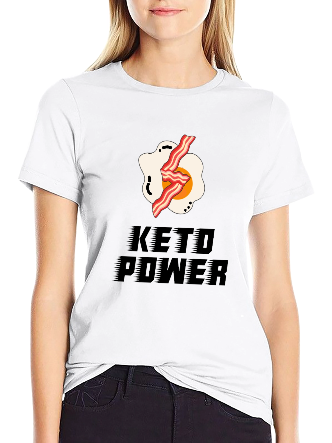 Keto Power T-Shirt - Bacon & Egg Design