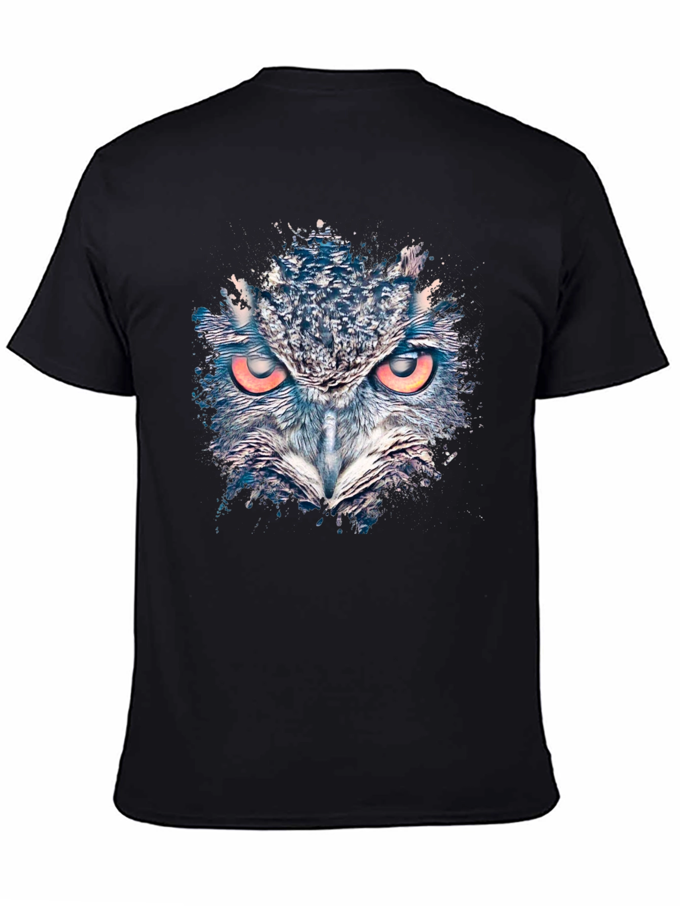 Owl Graphic Print Mens Black T-Shirt
