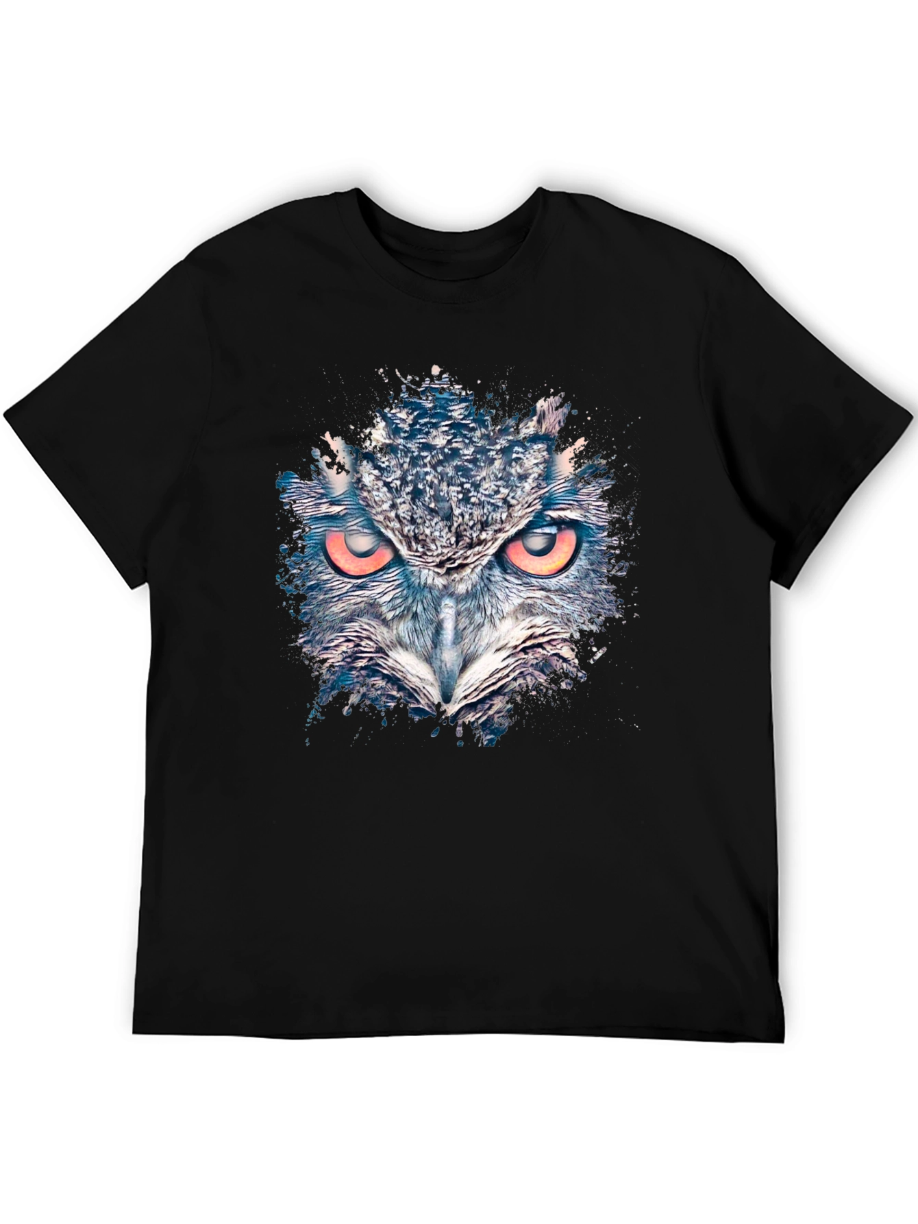 Owl Graphic Print Mens Black T-Shirt