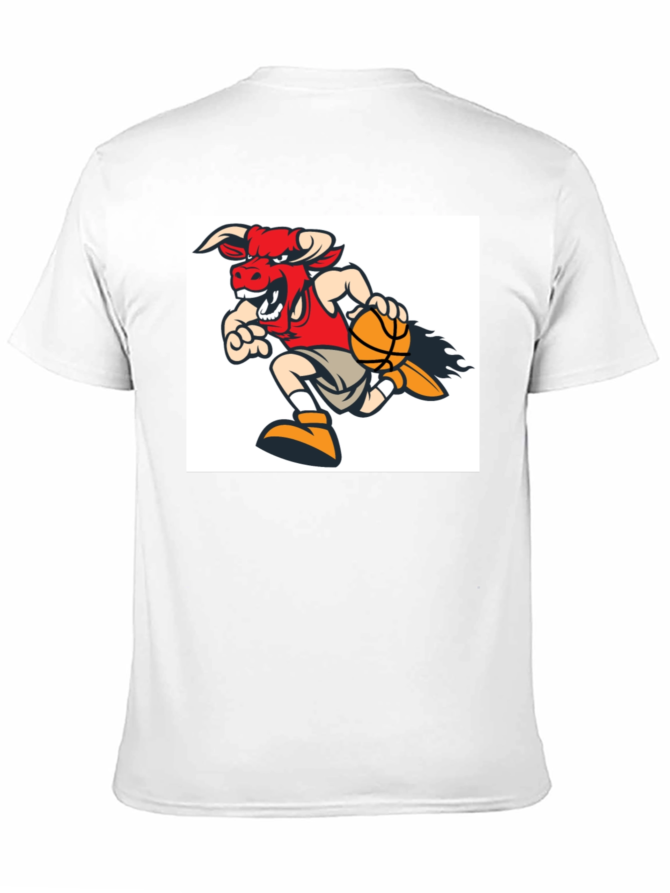 Cartoon Bull Basketball T-Shirt - Black