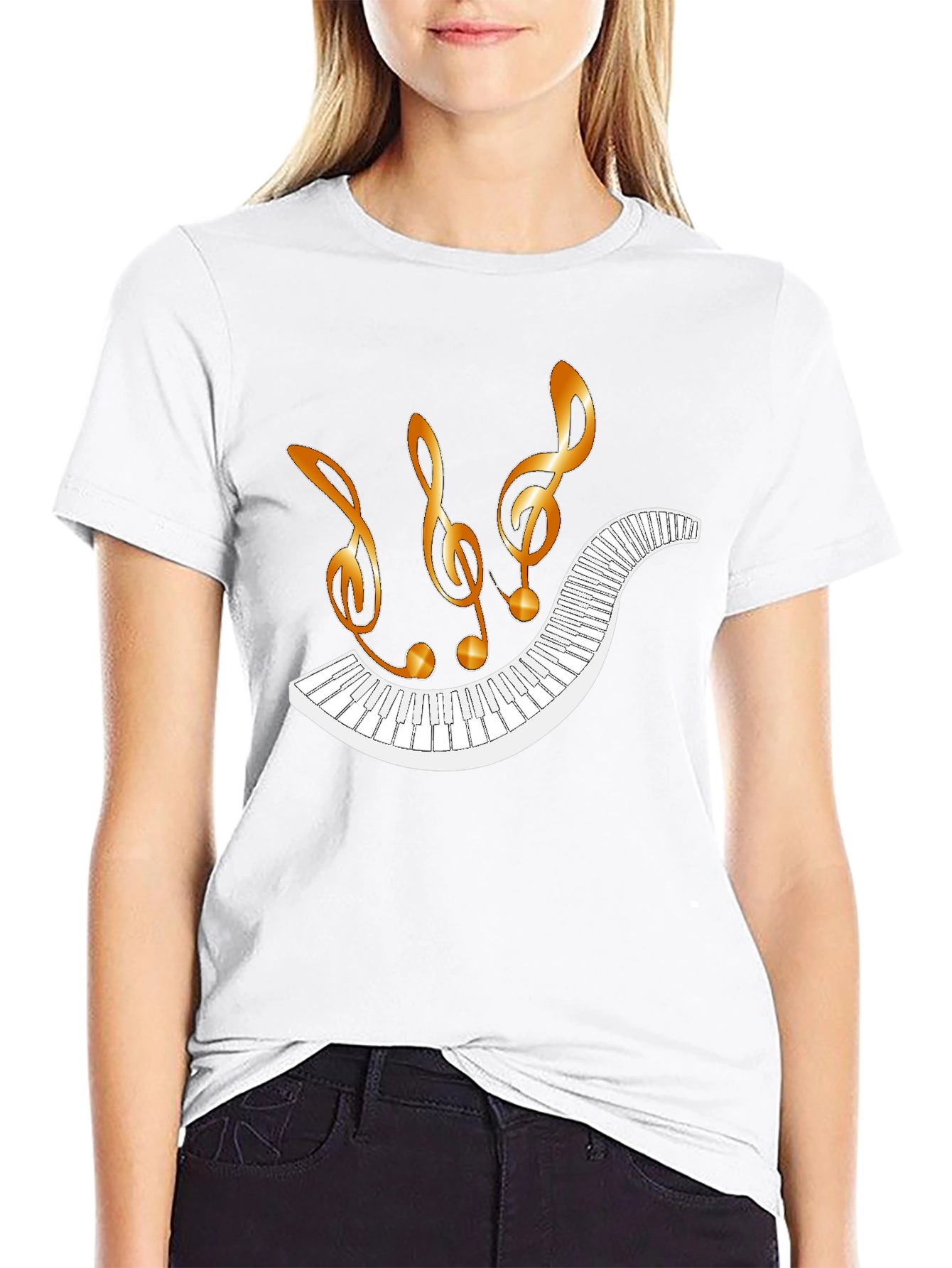 Musical Notes & Piano Keys Graphic T-Shirt