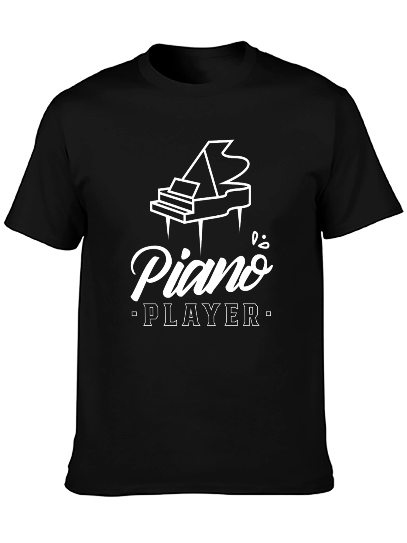 Piano Player T-Shirt: Black Cotton Grand Piano Graphic Tee