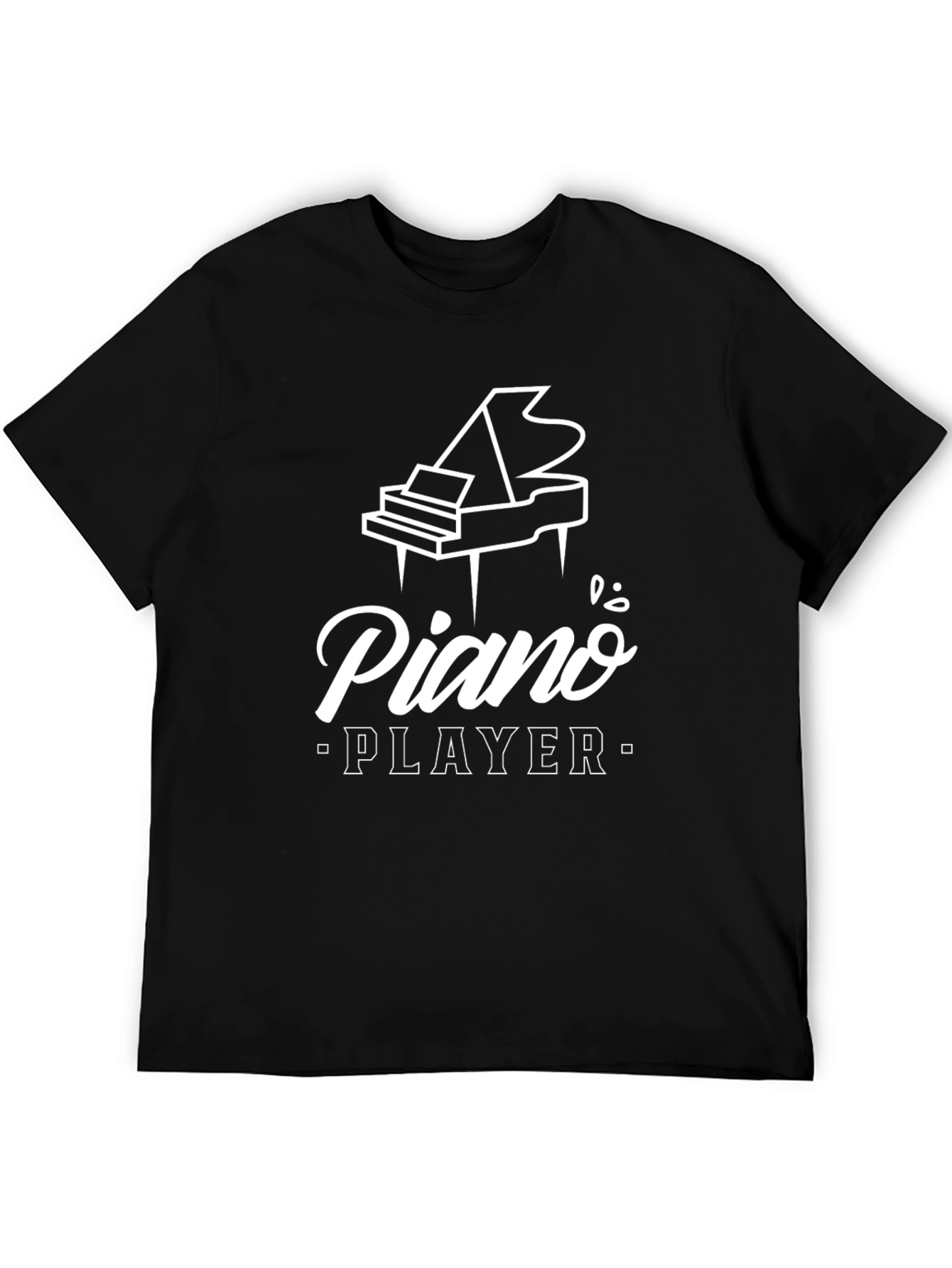 Piano Player T-Shirt: Black Cotton Grand Piano Graphic Tee