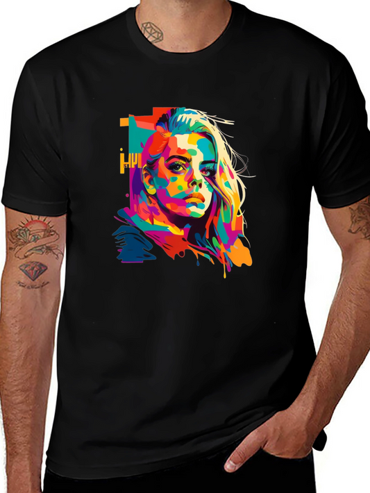 Vibrant Pop Art Style Graphic Tee - Billie Eilish Inspired