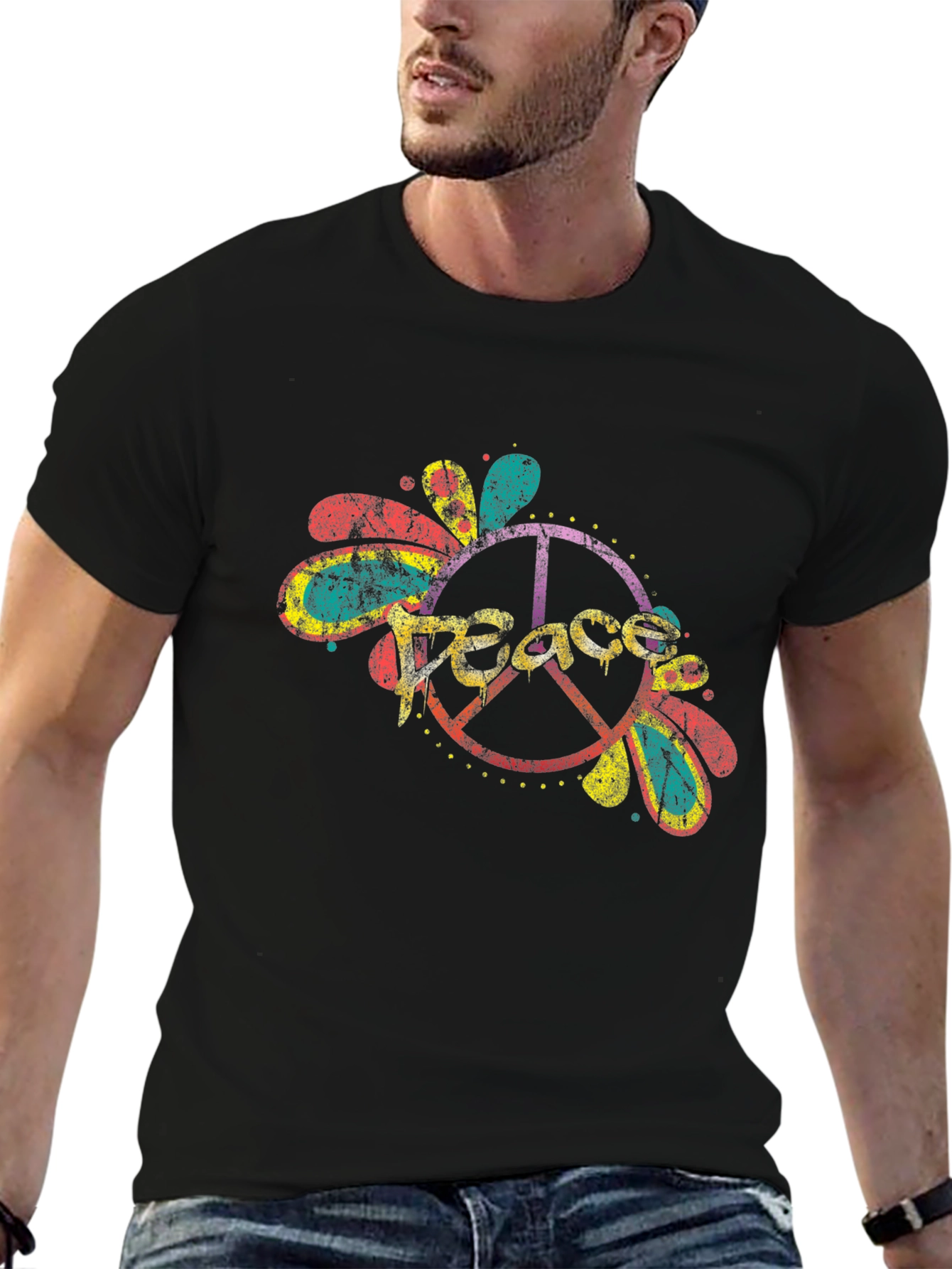 Peace Sign Graphic Tee - Retro Style