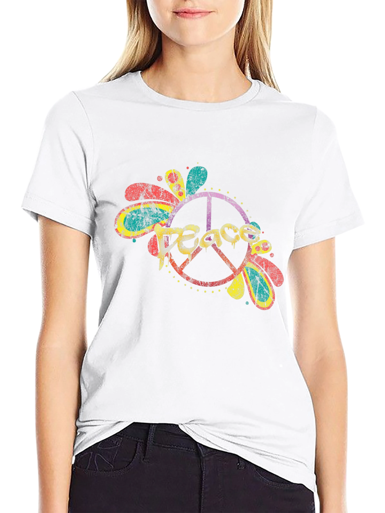 Peace Sign Graphic Tee - Retro Style