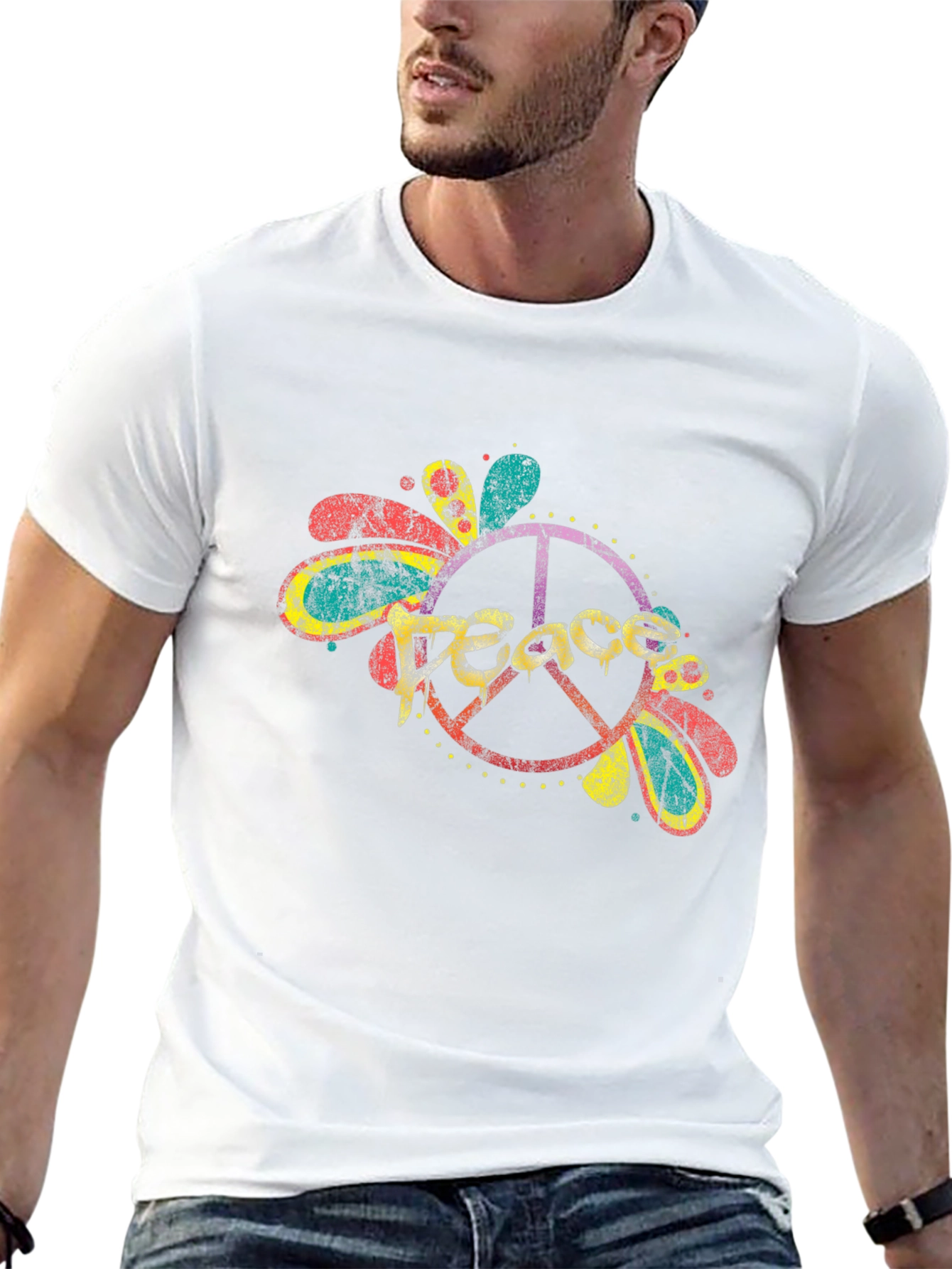 Peace Sign Graphic Tee - Retro Style