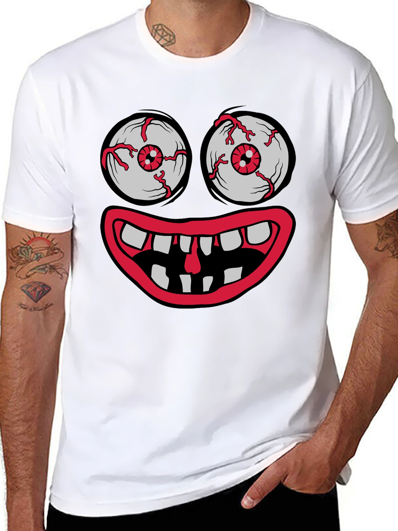 Monster Face Graphic Tee - Crazy Eyes & Mouth!