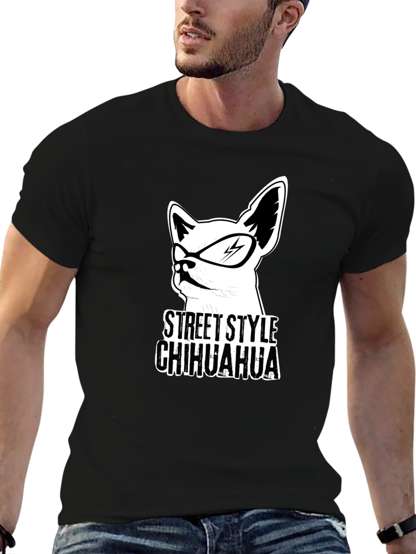 Street Style Chihuahua Black T-Shirt
