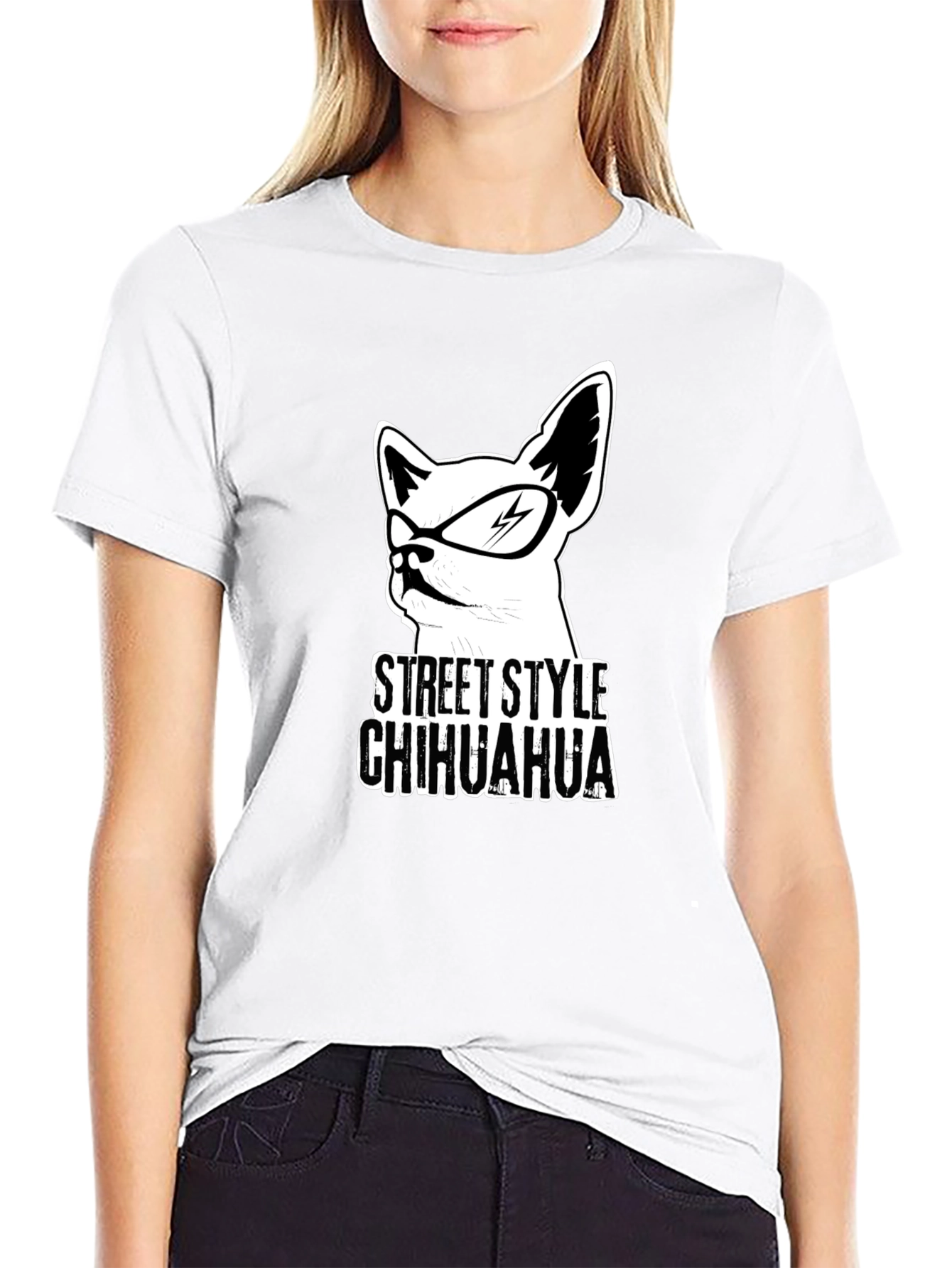 Street Style Chihuahua Black T-Shirt